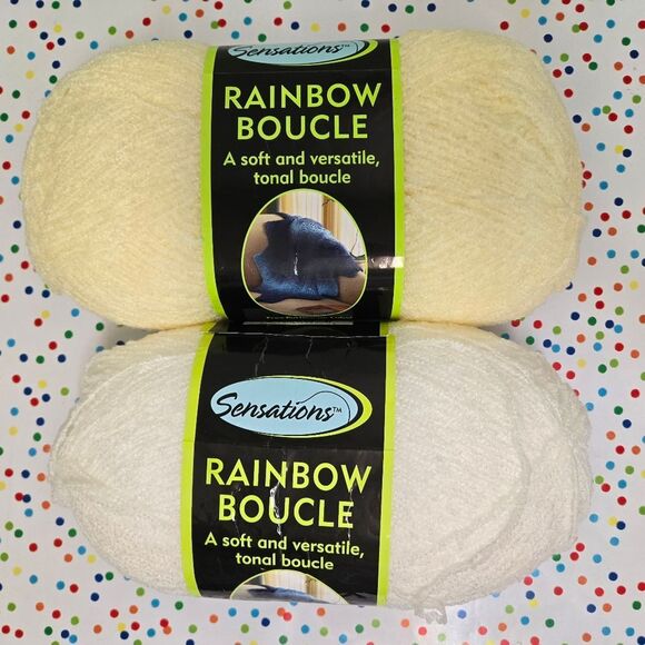 Sensations Rainbow Boucle Yarn in Cream and White - Picture 1 of 8